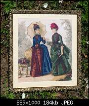 Victorian Fashions - схема на Аrtecy, 
Stitches = 204w x 250h , Colours = 63 DMC colours.