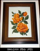 Оранжеви рози - дизайн "Български гоблен"